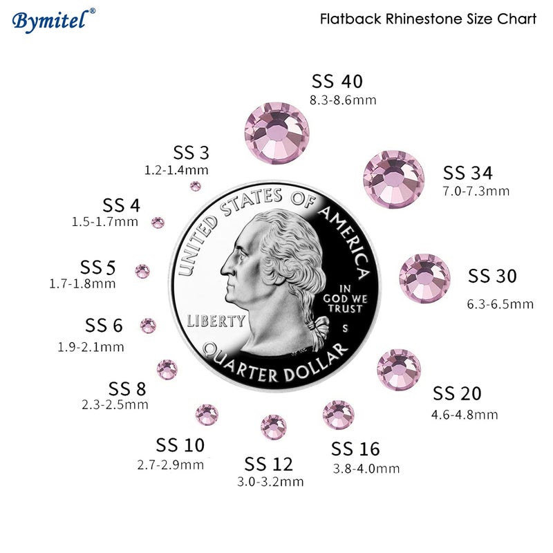 Bymitel 1440PCS Art Nail Rhinestones non Hotfix Glue Fix Round Crystals Glass Flatback for DIY Jewelry Making with one Picking Pen (ss20 1440pcs  Lt. Rose) - Image 5